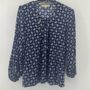 •MICHAEL‎ Michael Kors• Women’s Navy Design Blouse
